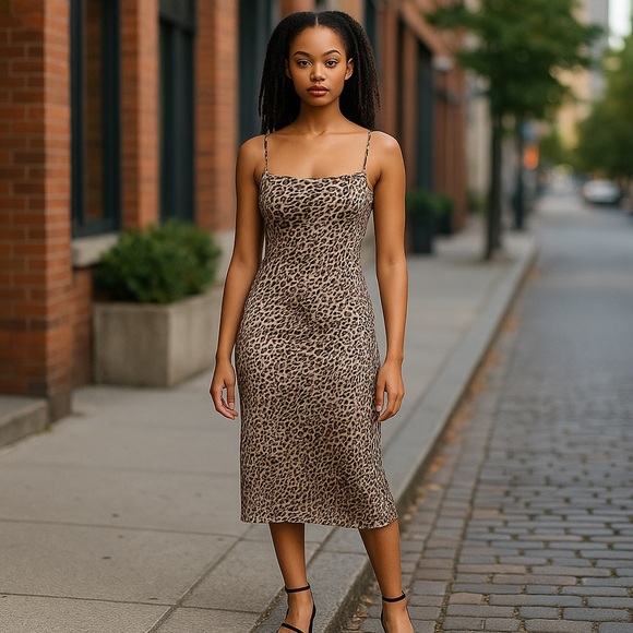 Banana Republic Maxi Animal Print Slip Dress Size Medium - Picture 1 of 7